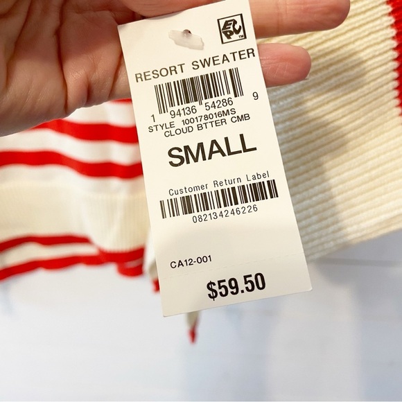 NWTs On 34th | Women's Mock Neck Sailor-Stripe Resort Cotton Blend Sweater Small - Picture 5 of 9